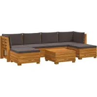 vidaXL Outdoor-Sofagarnitur mit Kissen 7 Stück Braun Massivholz Akazie