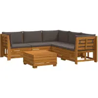 vidaXL Outdoor-Sofagarnitur mit Kissen 6 Stück Braun Massivholz Akazie