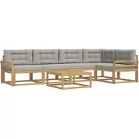 vidaXL Outdoor-Sofagarnitur 6 pcs Weiß und Hellgrau 79 x 79 x 37 cm