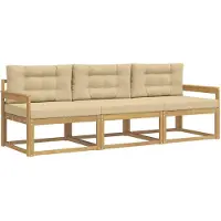 vidaXL Outdoor-Sofagarnitur mit Kissen 3 pcs Weiß und Beige Polyester