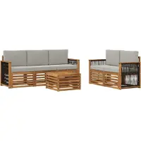 vidaXL Outdoor-Sofagarnitur 6 stk. Natürlich und Hellgrau