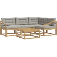 vidaXL Outdoor-Sofagarnitur 5 stk. Weiß und Hellgrau Polyester
