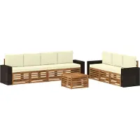 vidaXL Sofagarnituren 8 stk. Natur und Creme Massivholz Akazie