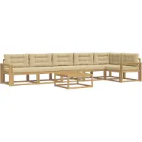 vidaXL Outdoor-Sofagarnitur 7 stk. Weiß und Beige Polyester