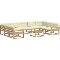 vidaXL Outdoor-Sofagarnitur mit Kissen 10 pcs Weiß und Creme