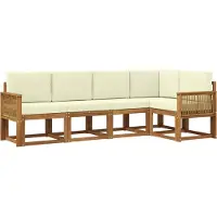 vidaXL Outdoor-Sofagarnitur 5 stk. Natur und Creme Polyester