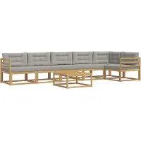 vidaXL Outdoor-Sofagarnitur 7 Stk. Weiß und Hellgrau Polyester