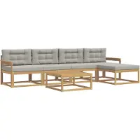 vidaXL Outdoor-Sofagarnitur 6 pcs Weiß und Hellgrau 79 x 79 x 37 cm