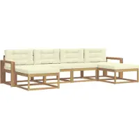 vidaXL Outdoor-Sofagarnitur 6 Stk. Weiß und Creme