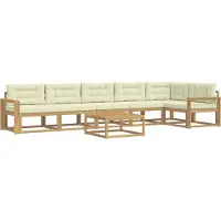 vidaXL Outdoor-Sofagarnitur 7 stk. Weiß und Creme Polyester