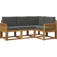 vidaXL Outdoor-Sofagarnitur 4 stk. Natur und Anthrazit Polyester