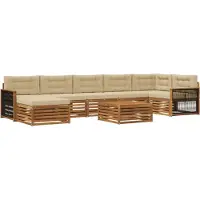 vidaXL Outdoor-Sofagarnitur mit Kissen 8 pcs Natur und Beige