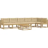 vidaXL Outdoor-Sofagarnitur 7 Stk. Weiß und Beige Polyester