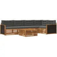 vidaXL Outdoor-Sofagarnitur 6 Stk. Natur und Anthrazit Polyester