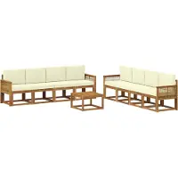 vidaXL Outdoor-Sofagarnitur 9 Stk. Natur und Creme Polyester