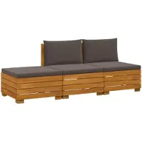vidaXL Outdoor-Sofagarnitur mit Kissen 3 Stück Braun Massivholz Akazie