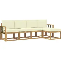 vidaXL Outdoor-Sofagarnitur 5 Stk. Weiß und Creme