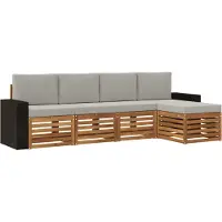 vidaXL Outdoor-Sofagarnitur 5 stk. Natürlich und Hellgrau