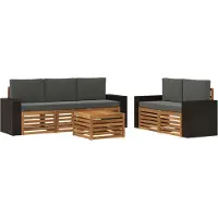 vidaXL Outdoor-Sofagarnitur 6 Stk. Natur und Anthrazit