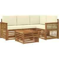 vidaXL Outdoor-Sofagarnitur 5 Stk. Natur und Creme Polyester