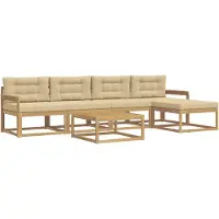 vidaXL Outdoor-Sofagarnitur 6 stk. Weiß und Beige Polyester
