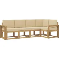 vidaXL Outdoor-Sofagarnitur 5 stk. Weiß und Beige