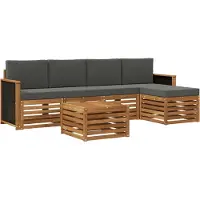 vidaXL Outdoor-Sofagarnitur mit Kissen 6 pcs Natur und Anthrazit
