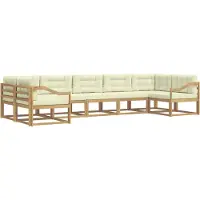 vidaXL Outdoor-Sofagarnitur 7 Stk. Weiß und Creme