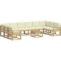 vidaXL Outdoor-Sofagarnitur 11 stk. Weiß und Creme