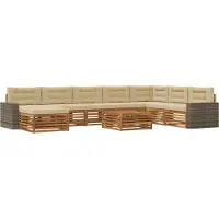 vidaXL Outdoor-Sofagarnitur 9 pcs Natur und Beige Massivholz Akazie