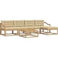 vidaXL Outdoor-Sofagarnitur 6 stk. Weiß und Beige Polyester