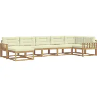 vidaXL Outdoor-Sofagarnitur mit Kissen 7 pcs Weiß und Creme