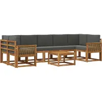 vidaXL Outdoor-Sofagarnitur 8 Stk. Natur und Anthrazit Polyester