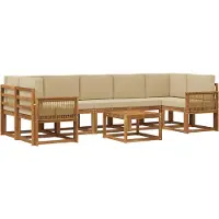 vidaXL Outdoor-Sofagarnitur 8 stk. Natur und Beige Polyester