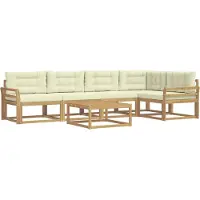 vidaXL Outdoor-Sofagarnitur 6 Stk. Weiß und Creme Polyester