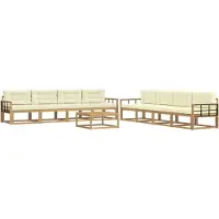 vidaXL Outdoor-Sofagarnitur 9 stk. Weiß und Creme Polyester