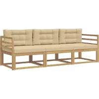 vidaXL Outdoor-Sofagarnitur 3 Stk. Weiß und Beige Polyester