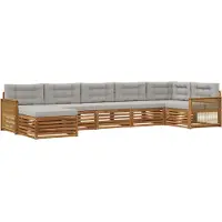 vidaXL Outdoor-Sofagarnitur 7 Stk. Natürlich und Hellgrau