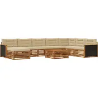 vidaXL Outdoor-Sofagarnitur 9 Stk. Natur und Beige Massivholz Akazie