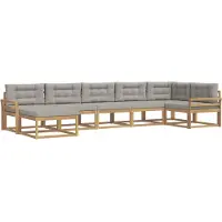 vidaXL Outdoor-Sofagarnitur 7 Stk. Weiß und Hellgrau