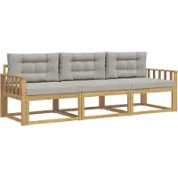 vidaXL Outdoor-Sofagarnitur 3 Stk. Weiß und Hellgrau Polyester