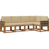 vidaXL Outdoor-Sofagarnitur 5 stk. Natur und Beige Polyester
