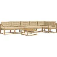 vidaXL Outdoor-Sofagarnitur 7 pcs Weiß und Beige 79 x 79 x 37 cm