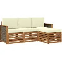 vidaXL Outdoor-Sofagarnitur 4 Stk. Natur und Creme