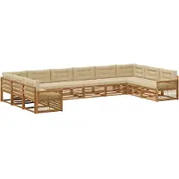 vidaXL Sofagarnituren 10 stk. Natur und Beige Massivholz Akazie