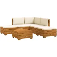 vidaXL Outdoor-Sofagarnitur mit Kissen 6 Stück Braun Massivholz Akazie