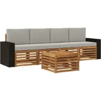 vidaXL Outdoor-Sofagarnitur 5 stk. Natürlich und Hellgrau