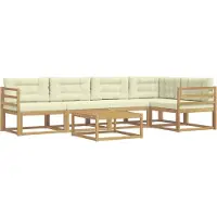 vidaXL Outdoor-Sofagarnitur 6 stk. Weiß und Creme Polyester