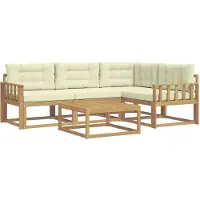 vidaXL Outdoor-Sofagarnitur 5 Stk. Weiß und Creme Polyester