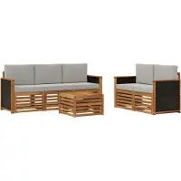 vidaXL Outdoor-Sofagarnitur 6 Stk. Natürlich und Hellgrau